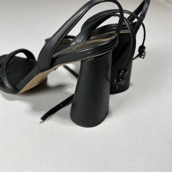 Sam Edelman Kia Leather Sculptural Heel Ankle Strap Sandals Women’s Black Sz 12 - Picture 6 of 10